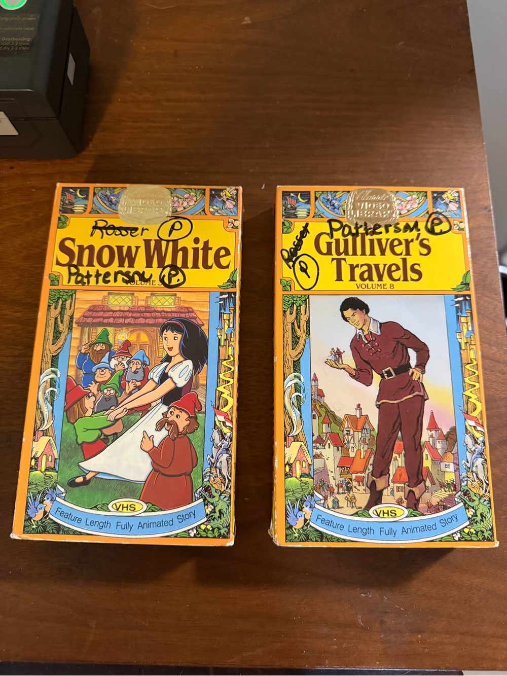 Snow White & Gulliver's Travels VHS Set - Yellow Illustrated Covers vintage 1983